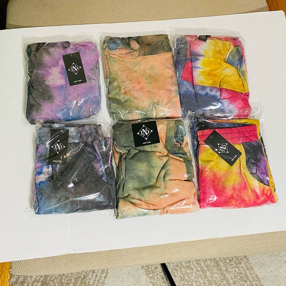 3 tie dye hoodie & pants sets super comfy